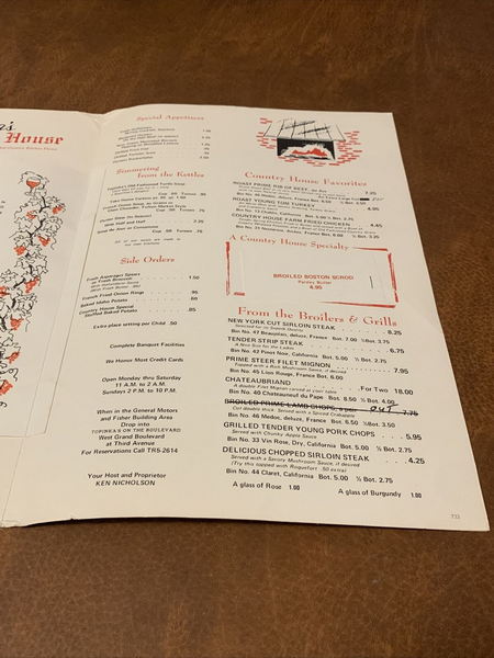 Topinkas Country House - Menu (newer photo)